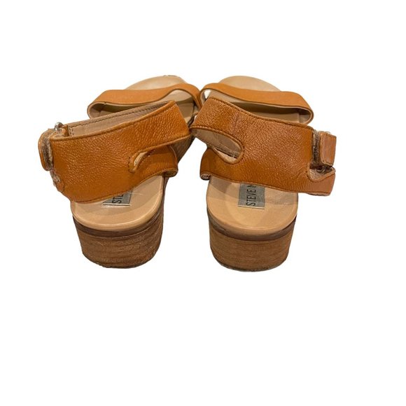 Steve Madden Gaiya Leather Brown Wedge Platform Sandals Size 7.5M - Picture 4 of 8